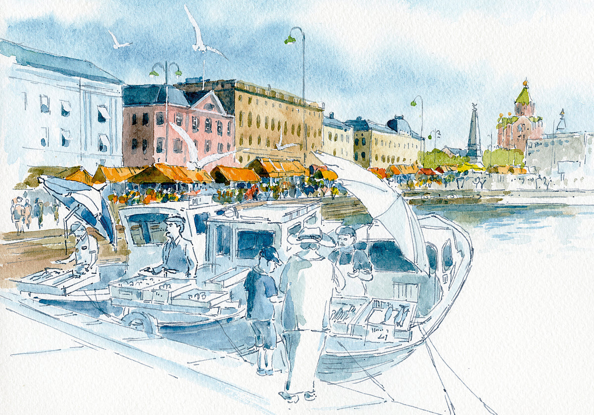 Watercolour fine art print 9a helsinki art studio